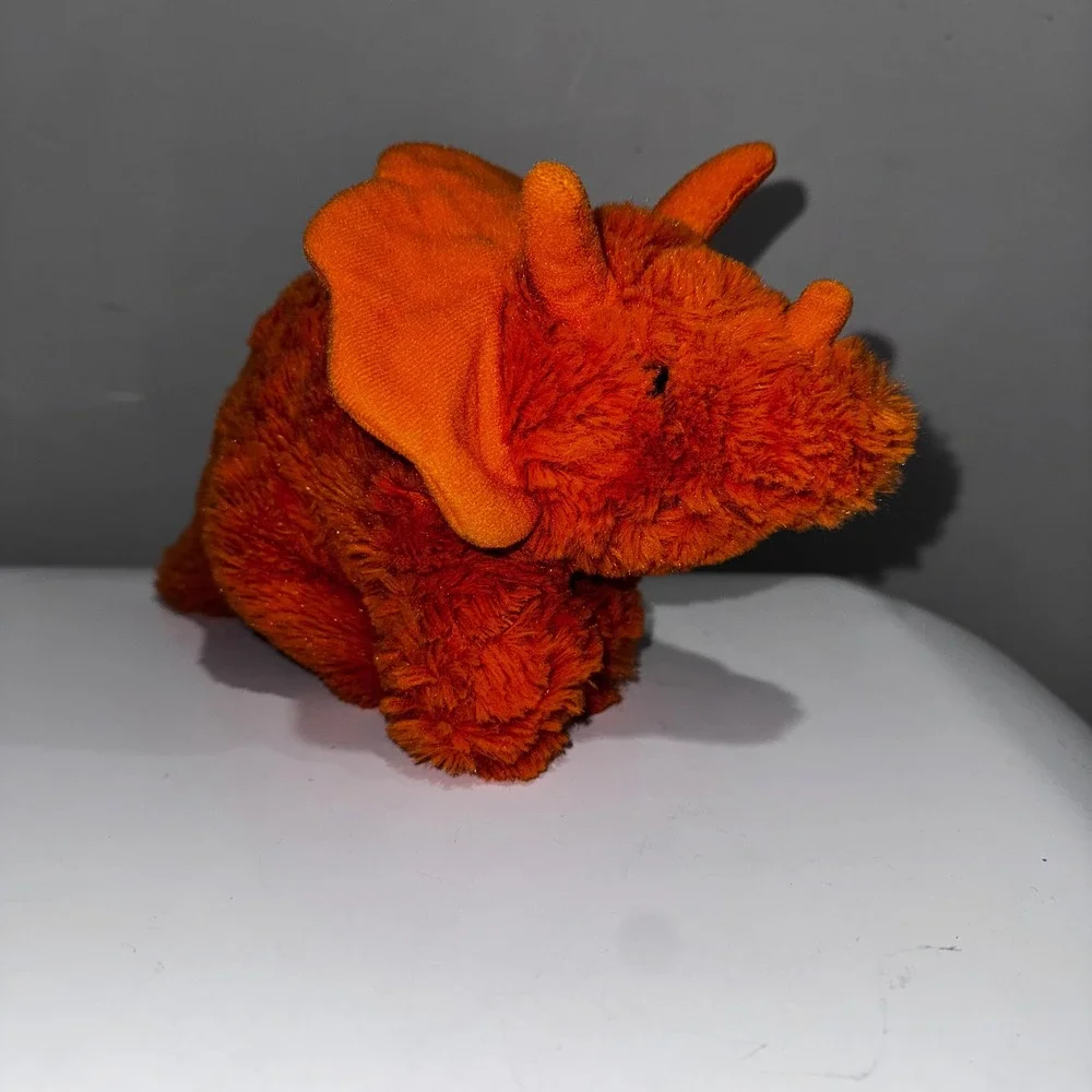 Manhattan Toy Orange‎ Plush Triceratops Dinosaur Stuffed Animal Toy 316732LJ
